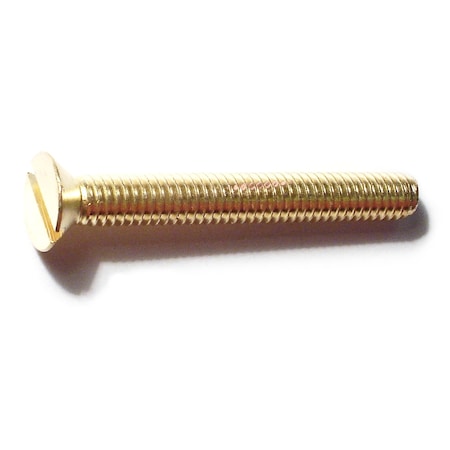 Midwest Fastener 5/16"-18 x 2-1/2 in Slotted Flat Machine Screw, Plain Brass, 5 PK 32813